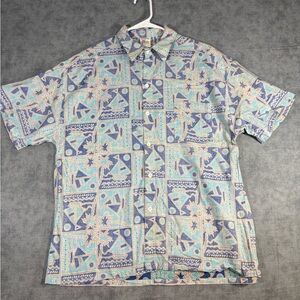 Vintage Sun Bay Hawaiian Shirt Mens M USA Cotton Aloha Button Up Beach Print